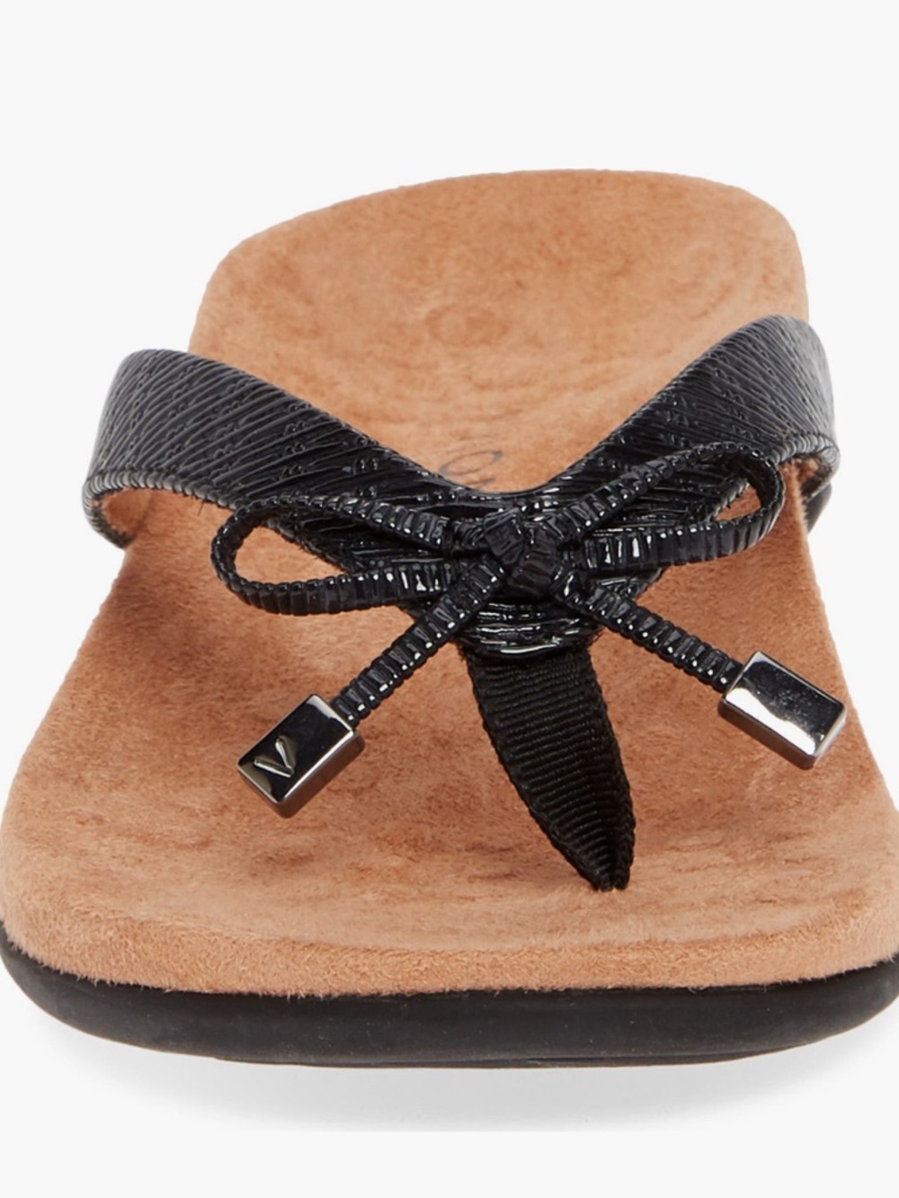 Vionic NEW Size 8.5 Wide Bella II Flip Flops black tan sandals shoes - Picture 2 of 11